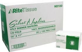 Rite Tissue - Dinner Napkins - 1 Ply
