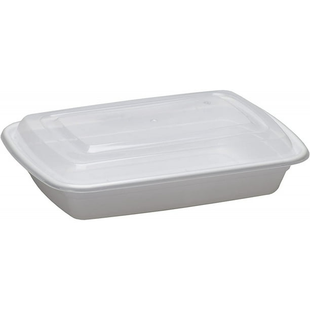 28oz Rectangle White Microwaveable Container with Lid -Ecogate