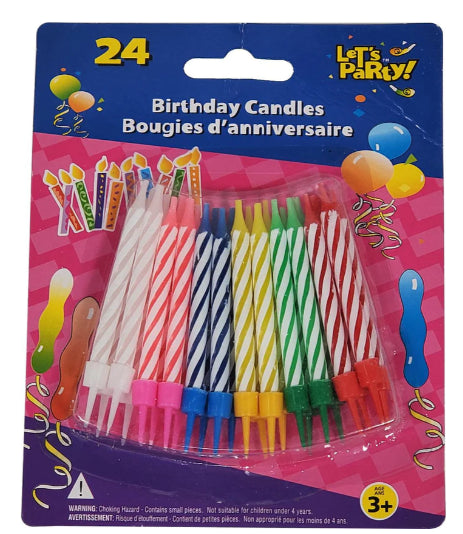Cake Candle - 2.25 Assorted Colours (24 pk) - 45049