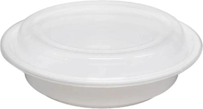 9 Round White Microwaveable Container with Lid-Ecogate