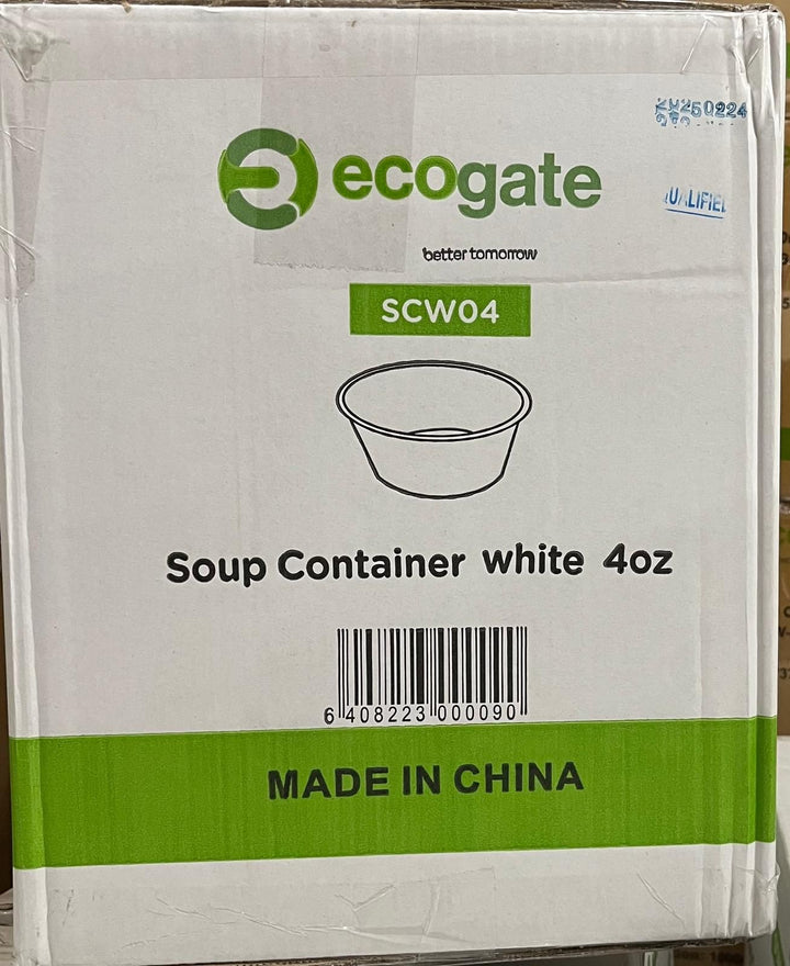 Paper Soup Container White 4oz -Ecogate (1000pcs) SCW04