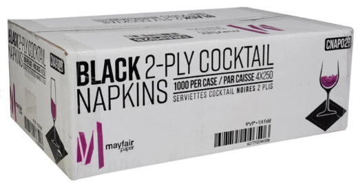 Mayfair - 2 Ply Cocktail Napkins 1/4 Fold - Black - CNAP02B