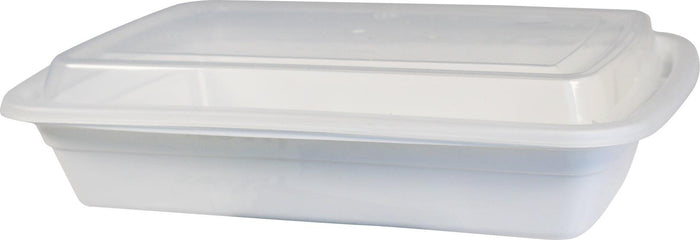 24oz Rectangle White Microwaveable Container with Lid -Ecogate