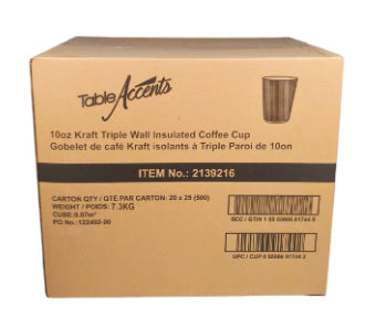 Table Accent - 10oz Paper Cup - Ripple - Kraft - SO