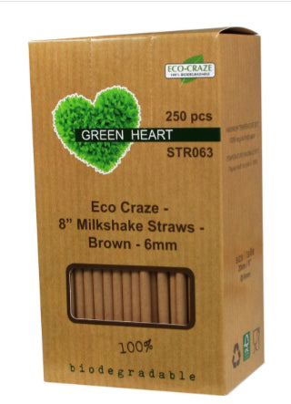 Paper Straws- Milkshake 8 6mm Brown
