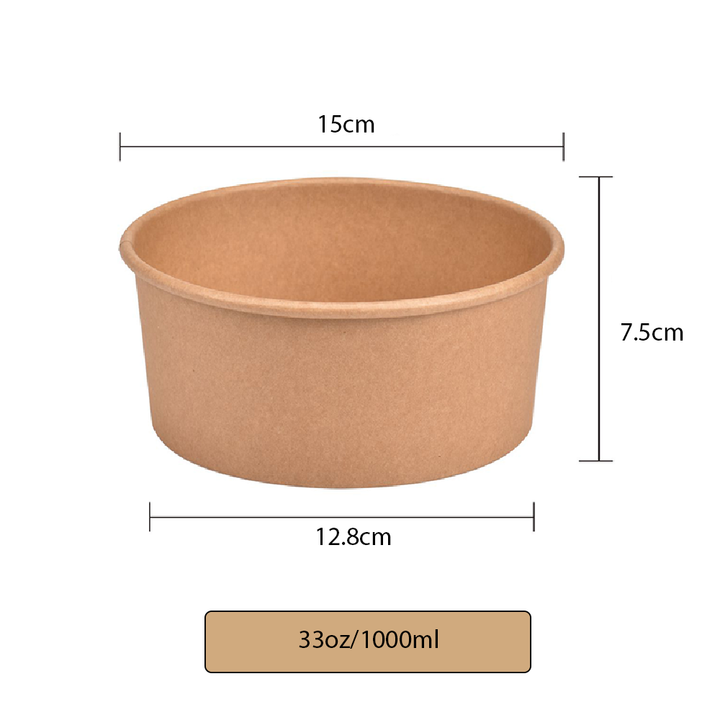 Kraft Paper Bowl 33oz 1000ml) Eco-Craze