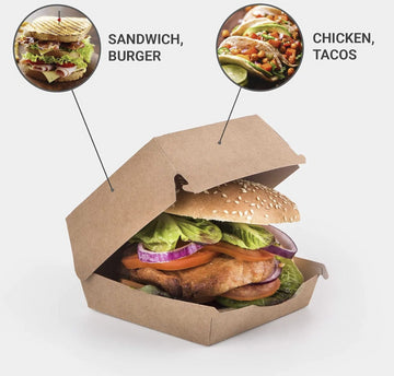 Kraft Paper Burger Box #3 (200pcs/Box) Ecotage