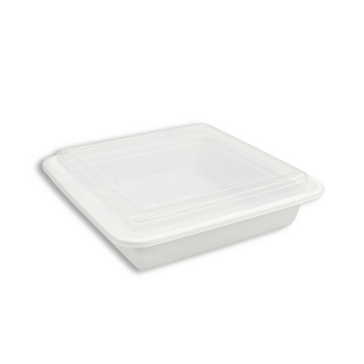 48oz Rectangle White Microwaveable Container with Lid -Togo