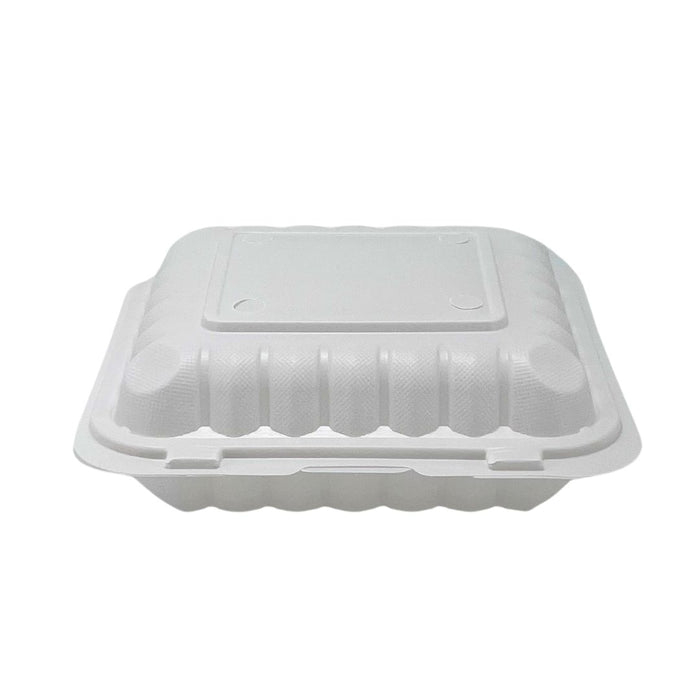 MFPP Clamshell Container - 8x8x2.6- 1 Compt - White- Eco-Craze -