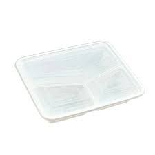 40oz Rectangular Microwavable Container White 3 Compt. (150pcs)