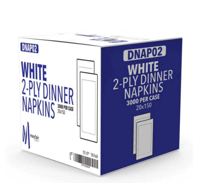 Mayfair - 2 Ply Dinner Napkins 1/8 Fold - White