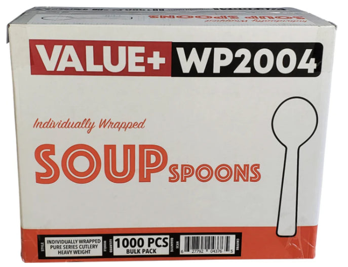 Soup Spoons Individually Wrapped  - White- Heavy Weight