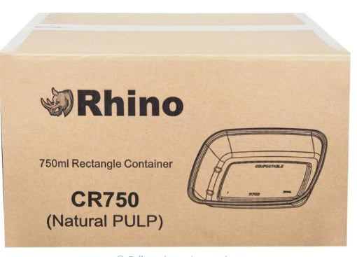 Eco-Craze/Rhino - 750ml Rectangle Natural Pulp Box - CR750