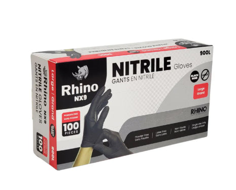 Nitrile Gloves-Black - 900L- Large Rhino