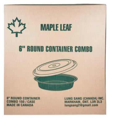 6 Round Microwavable Container 16oz Black Maple Leaf (150pcs)