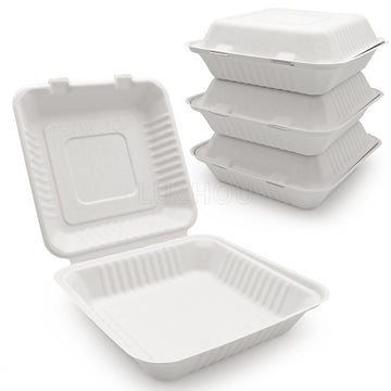 Bagasse Clamshell Container 9x9x3 (200pcs)