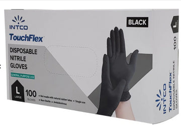 Nitrile Gloves-Black - 6mil- Large Touch Flex