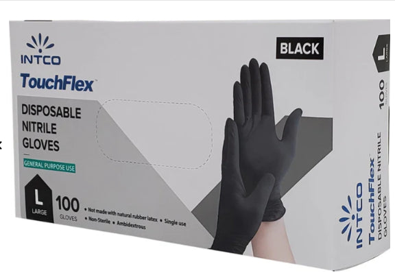 Nitrile Gloves-Black - 6mil- Large Touch Flex