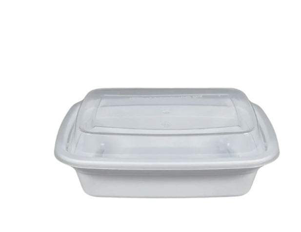 12oz Rectangle White Microwaveable Container Combo- Value +