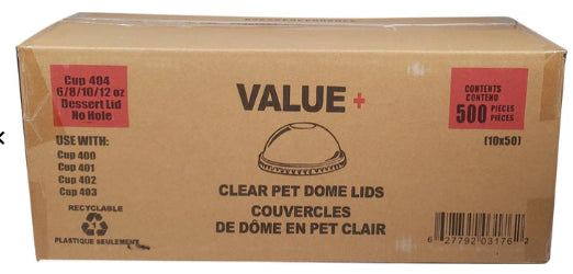 Dome Lid Dessert Cups without Hole For 6/8/10/12oz (PET) Value+ (500pcs)